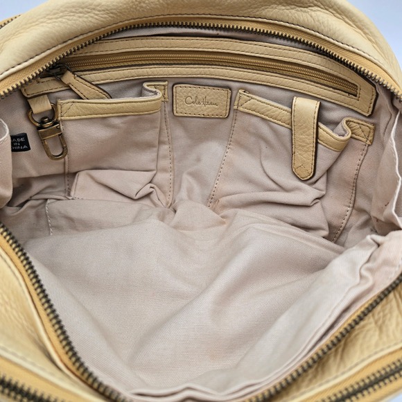 Cole Haan Leather Satchel Handbag Cream Neutral Top Handle Bag Women - Picture 10 of 14
